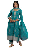 Libas Women'S Georgette Embroidered Kurta Set (49200 Green