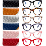 ZXYOO Oversized Reading Glasses for Women,6 Pack Blue Light Blocking Computer Readers Spring hinge(6 pack Mix +1.50)