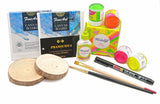 DIY Wooden Coaster Painting Kit with Canvas Boards, Acrylic Paints