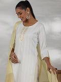 Libas Women'S Cotton Blend Kurta Set (27887_Off White