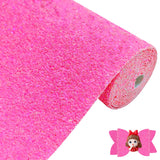 Greatdiy Sparkly Bright Hot Pink Chunky Glitter Faux Leather Roll 12 x 52 inch Shiny Solid Color PU Fabric for Making DIY Hair B