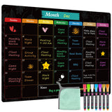 MaxGear Monthly Black Magnetic Calendar for Refrigerator, 16 X 12 Fridge Chalkboard, Magnetic Dry Erase Calendar White Board Pla