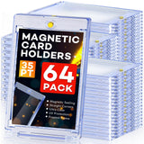 ZENOWICK 64ct Magnetic Card Holders, 35pt One Touch Card Holder, U-V Protection Hard Plastic Case for Trading Cards, Display Cas
