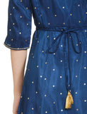 Aurelia Blue Embroidered Zari Regular Kurta For Women Blue S