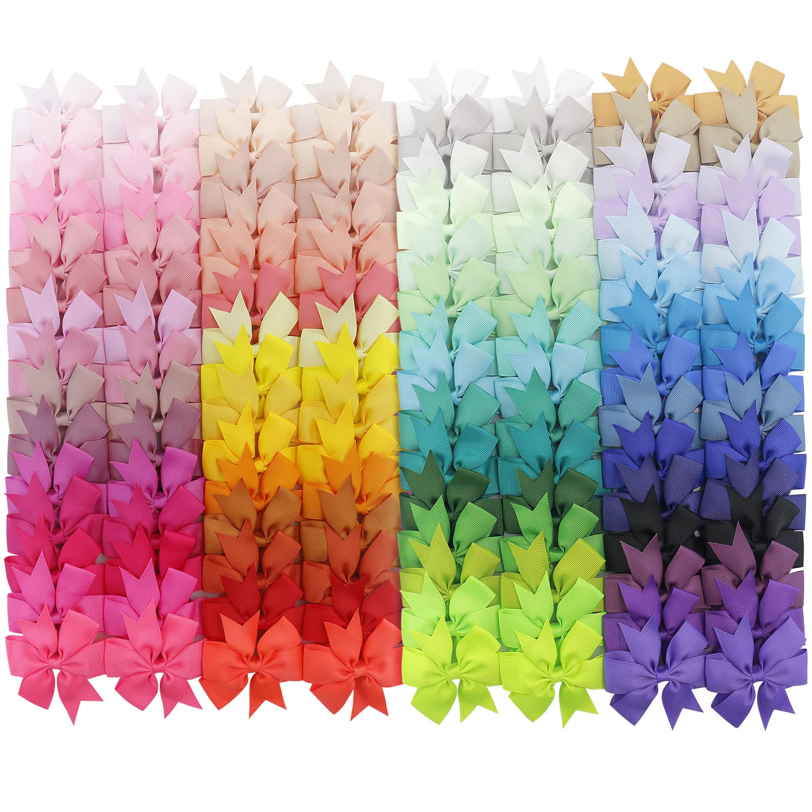 120PCS 3inch Grosgrain Ribbon Polka Dot Pinwheel Hair Bows Boutique Rainbow Bows Alligator Clips For Girls Toddlers Teens(60Colo