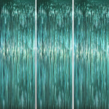 Voircoloria 3 Pack 3.3 x 6.6 ft Dark Green Foil Fringe Backdrop Curtains, Tinsel Streamers Party Decorations, Fringe Backdrop fo