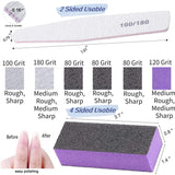 16pcs Nail Files Buffers Kit - 10pcs 100/180 Grit Sharp Nail File Emery Boards, 6pcs Rough Polishing Buffer for Nails Art Pedicu
