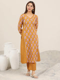 Libas Women'S Cotton Floral Kurta Set (400451_Mustard_M)