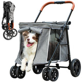 AOPEC Medium Dog Stroller, Dual Entry One-Touch Folding,Small and Medium Pet Stroller,360 Rotating Front Wheels,70 lbs Weight Ca