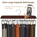 Resovo Belt Hanger for Closet Max 42 Belts, Belt Organizer Closet Accessories with 14 Hooks Belt Rack Sturdy Wood for Closet Org