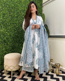 Gosriki Women'S Rayon Blend Anarkali Printed Kurta With Pant & Dupatta (Rayka White-Vks01-Gs_L_White_Large),White,,B0DCK8X4FN