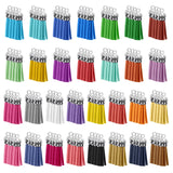 BOUBONI 120 Pack Leather Keychain Tassels Charms Silver White Cap Multicolor Tassels for Jewelry Keychain Making Bracelets Craft