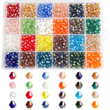 Rubdub 1200pcs 6mm Crystal Beads Bicone Bracelet Beads Bulk Faceted Glass Beads 24 Colors Rainbow Loose Beads for Necklace Earri