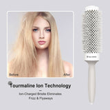 Eagle Fortress XL Ceramic + Ionic Round Hair Brush 1.69 in - Grey