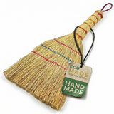 Handmade Mini Broom Natural Corn Straw 14 Inch Traditional Small Whisk Broom Hand Held for Sweeping Indoor, Compact Kitchen Br