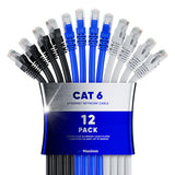 Maximm Cat 6 Ethernet Cable 3 Ft, (12-Pack) Cat6 Cable, LAN Cable, Internet Cable, Patch Cable and Network Cable - UTP (Tricolor
