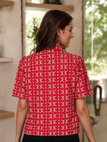 Anni Designer Women'S Tunics Tops Rayon Viscose Printed Short Shirt For Women (Chhabi Red_M_Red_Medium),Red,M,Rayon,Modern,