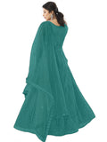 Patlani Women Light Rama Long Gown, Net With Ultra Satin Inner Ethnic Flared Gown For Girl'S/Women'S Semi Stitched Gown (Light R