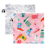 Bumkins Roamio Reusable Sandwich and Snack Bags, for Kids School Lunch and for Adults Portion, Washable Fabric, Waterproof Cloth