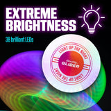 GlowCity Glider LED Glow-in-The-Dark Flying Disc - Bright, Rechargeable, Durable, Water-Resistant, 12 Color Modes, Perfect for E