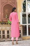 Gosriki Women'S Cotton Blend Straight Printed Kurta With Pant (Tai Pink-Bfv-Gs_3Xl_Pink_Xxx-Large),Pink,3,B0CPXXPDR2