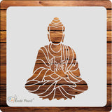 Kachi Pencil Buddha Stencils for Art and Craft Painting, Size 6 x 6 inch Reusable Stencil for Painting, Fabric, Glass, Wall Pain