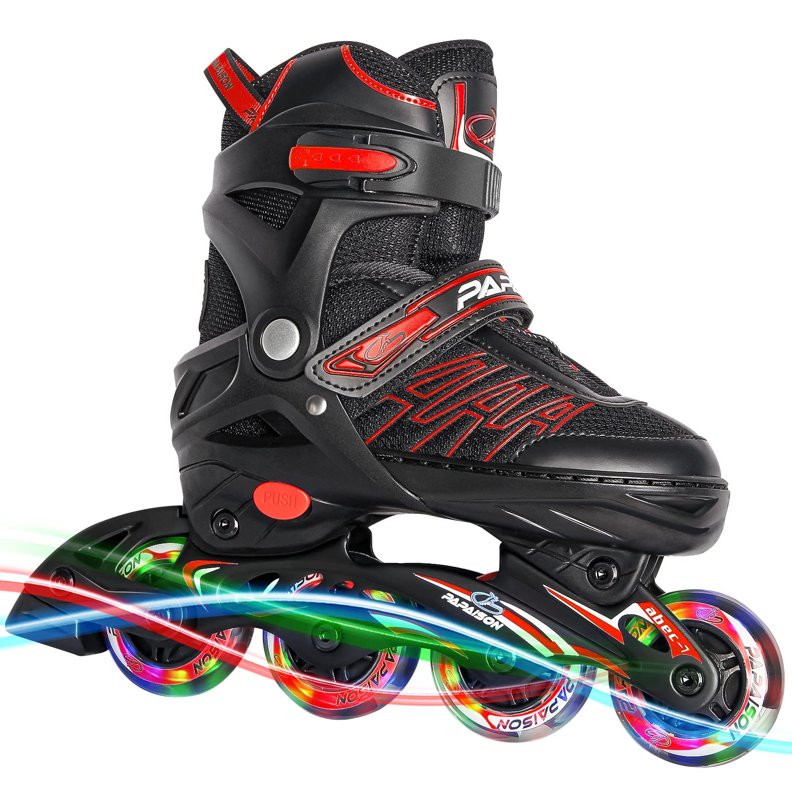 ITurnGlow Adjustable Inline Skates for Kids and Adults, Roller Skates with Featuring All Illuminating Wheels, for Girls and Boys