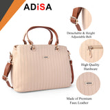 Adisa Texture Stripes Handbag Shoulder Bag For Women And Girls With Sling Belt (Ad4074-Cre),Off White,,B0D33XBFTY
