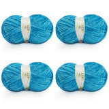 BATELO Velvet Chenille Yarn for Crocheting & Knitting 1440 Yards, Soft Thick Fluffy Bulky Blanket Yarn, 4 Pack of 10.5oz (Peacoc