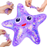 Squishy Starfish Stress Ball for Adults and Kids - Sugar Ball Sensory Fidget Toy, Slow Rise Malt Squeeze Toy, Party Favors (Purp