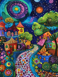 Ekuxom Starry Sky Diamond Art Kits for Adults-Full Drill Houses Diamond Dots Paintings for Beginners-5D DIY Diamond Gem Art and 