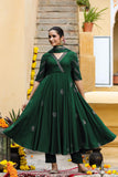 Anni Designer Women'S Rayon Blend Anarkali Printed Kurta With Pant & Dupatta (Berlin Green-Vks01_L_Green_Large),Green,L,,,