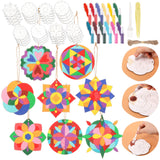 Weekgrat 24 Pcs 4 Inch Sand Painting Mandala Coloring Craft Kits Animal Wooden Sand Art with 12 Colored DIY Valentine Self Adhes