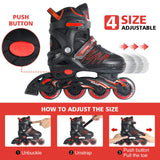 ITurnGlow Adjustable Inline Skates for Kids and Adults, Roller Skates with Featuring All Illuminating Wheels, for Girls and Boys