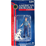 American Diorama Firefighters Fire Dog Training Figures (Trainer And Dog) For 1/24 Scale Models 76420