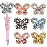 6 Pack Rhinestone Butterfly Beads for Beadable Pens Colorful Butterfly Shaped Beads Large Hole Spacer Beads for DIY Jewelry Keyc