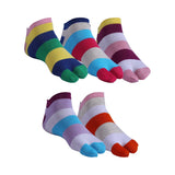 Footmate WomenS Combed Cotton And Spandex Blend Ankle Stripe Toe Socks (Multicolour) 5 Pair Pack