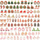 SANNIX 110Pcs/55 Pairs Christmas Charms, Holiday Enamel Charms Red Green Pink Gingerbread Xmas Pendants for DIY Bracelet Necklac