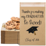 Kolldenn 150Pcs 5 x 7.1 Inch Graduation Candy Cookie Gift Bags Self Adhesive Buffet Treat Bags Congratulations Grad Kraft Paper