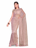 Womanista Womens Foil Embellished Lycra Ready to Wear Saree (TI4039_Pink)