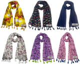 Fusfus WomenS Printed Chiffon Scarves And Stoles, Free Size(Multicolour, Fs1136) Pack Of 6 (Multicolor2)