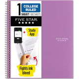 Five Star Spiral Notebook + Study App, 1 Subject, College Ruled Paper, 8-1/2 x 11, 100 Sheets, Fights Ink Bleed, Water Resistant