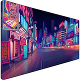 Japanese City Big Desk Mat Large Office Desk Pad, Durable Extended Mouse Mat, 31.5x15.7 Computer Mousepad with Non-Slip Rubber B