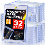 ZENOWICK 32ct Magnetic Card Holders, 35pt One Touch Card Holder, U-V Protection Hard Plastic Case for Trading Cards, Display Cas