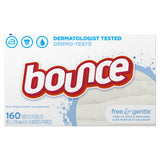 Bounce Fabric Softener Dryer Sheets, Free & Gentle, 160 Count Packaging May Vary