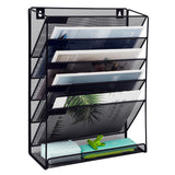 EASEPRES 6 Tier Mesh Hanging Wall File Organizer, Desk Mail Paper Document Folder Holder, Clipboard Storage Organization Magazin