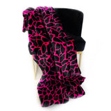 Plutus Pink Black Plush Faux Fur Luxury Throw Blanket 60In X 72In
