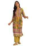 Libas Womens Printed Crepe Straight Kurta With Palazzos