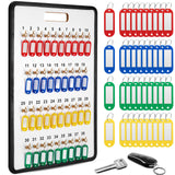 RattanView Key Hook Board Rack with 40 Pcs Plastic Tags Set 23.4 x 15.5 Inch Key Holder Wall Mount with 38 Hooks Self Closing Ta