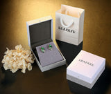 Leafael Wish Stone Stud Earrings with Emerald Green Birthstone Crystal, 18K Rose Gold Plated